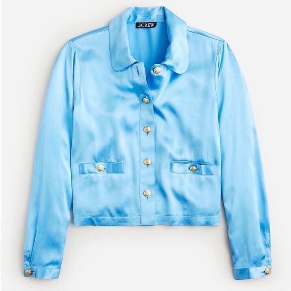 J.Crew NWOT Lady shirt-jacket in Luster crêpe with gold buttons BV854